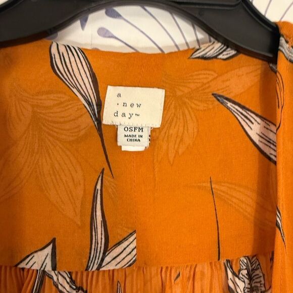 Floral Kimono Sleeve Top - Orange Size Small-XL - Picture 3 of 6